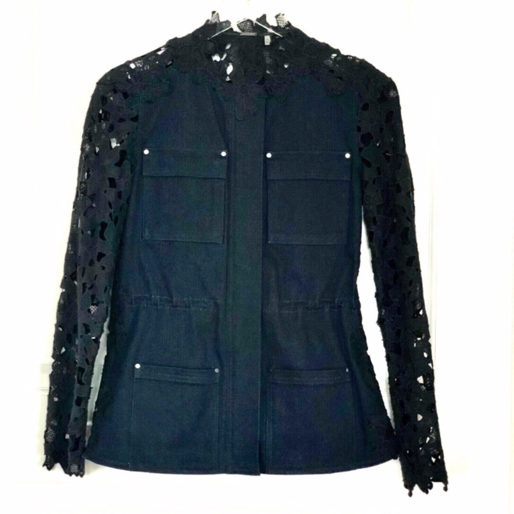 Elie Tahari Denim and Lace Jacket
